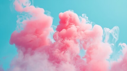 A cloud of pink smoke on a light blue background.