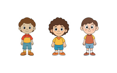 Happy kids cartoon collection isolated on white background,
