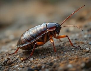 Crawling Insect Close-up on Ground