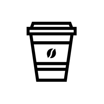 recommend clip art: Minimalistic line art illustration of a coffee cup with a coffee bean symbol.