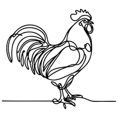 Chicken Cock Rooster Line Art.