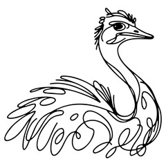 Ostrich Line Art.