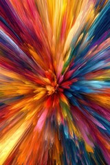 Obraz premium A vibrant explosion of colorful shapes radiating outwards vividly