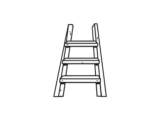 Wooden Step Ladder line art illustration