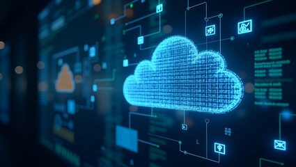 Optimized Cloud Computing Performance: Enhance Data Processing Speed and Resource Utilization for Resilient Infrastructure in Enterprise Digital Operations - Photo Stock Concept with Left Space