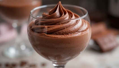 Decadent chocolate mousse kitchen food photography indoor close-up dessert indulgence