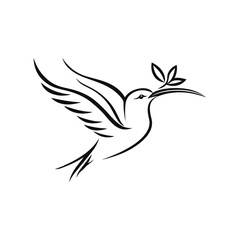 Hummingbird with Leaf Elegant Line Art Design