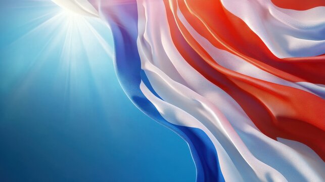 Waving flag of Paraguay in blue sky. Paraguay flag for independence day. The symbol of the state on wavy fabric. illustration