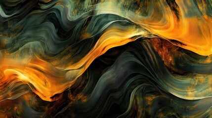 Abstract artwork featuring flowing forms and vibrant warm colors