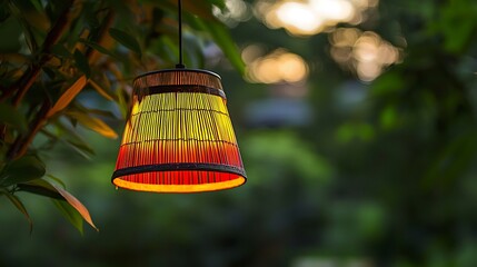 Bamboo lampshade in colorful lighting tree
