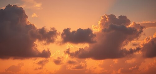 Obraz premium Fluffy clouds illuminated by a gentle sunset, serene and peaceful, sky, aesthetic