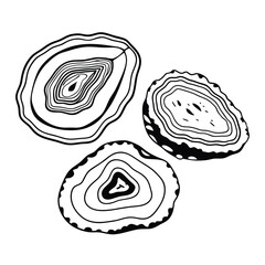 Natural Agate Coasters isolated on white, a metallic set of circle objects