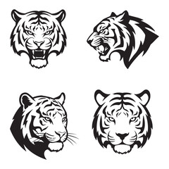 Fototapeta premium Minimalist Tiger Head Line Logo Design Bundle – Modern & Versatile Branding Solution