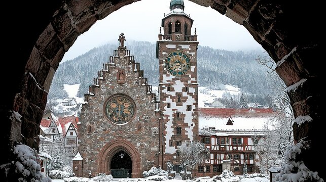 Snowy Schiltach: A Winter Wonderland Framed by Stone