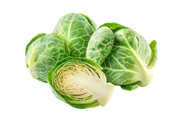 Fototapeta premium Fresh Brussels sprouts isolated a white transparent background.
