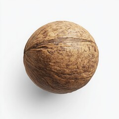 Close up studio shot of a whole walnut on a plain white background