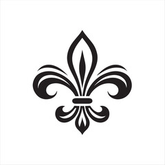Fleur-de-Lis Symbol Vector – Elegant Heraldic Emblem in Black and White
