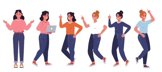 Pointing Up Woman Idea Vector Design Elements