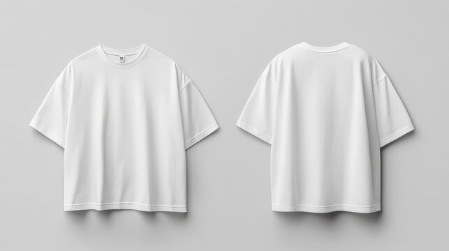 Mockup of white oversize tshirt with front and back views illustration