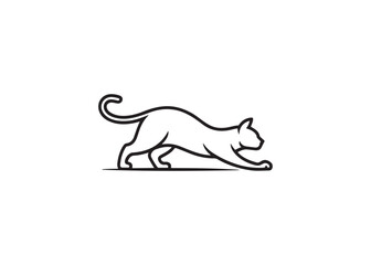 Elegant black line art of a poised feline.