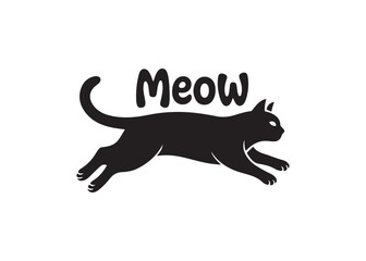 Simple black silhouette of a cat, perfect for graphic design.