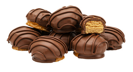 Obraz premium Chocolate Covered Peanut Butter Cookies on Transparent Background
