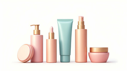 Elegant Modern Cosmetic Bottle Display: Creative Flat Vector Illustrations for Enhanced Brand Credibility and Digital Shelf Presence