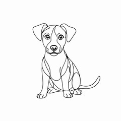Fototapeta premium Minimalist Playful Dog Continuous Line Art SVG | One-Line Puppy Drawing for Cricut Dog Lover Projects, Pet-Themed Wall Art, Sublimation Crafts, Cute Canine Branding, and Animal Design Elements