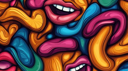 Obraz premium Cartoon mouth abstract background texture pattern seamless illustration