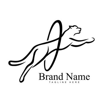 Modern tiger silhouette logo. Vector illustration template, Wild animal logo. Tiger silhouette logo icon