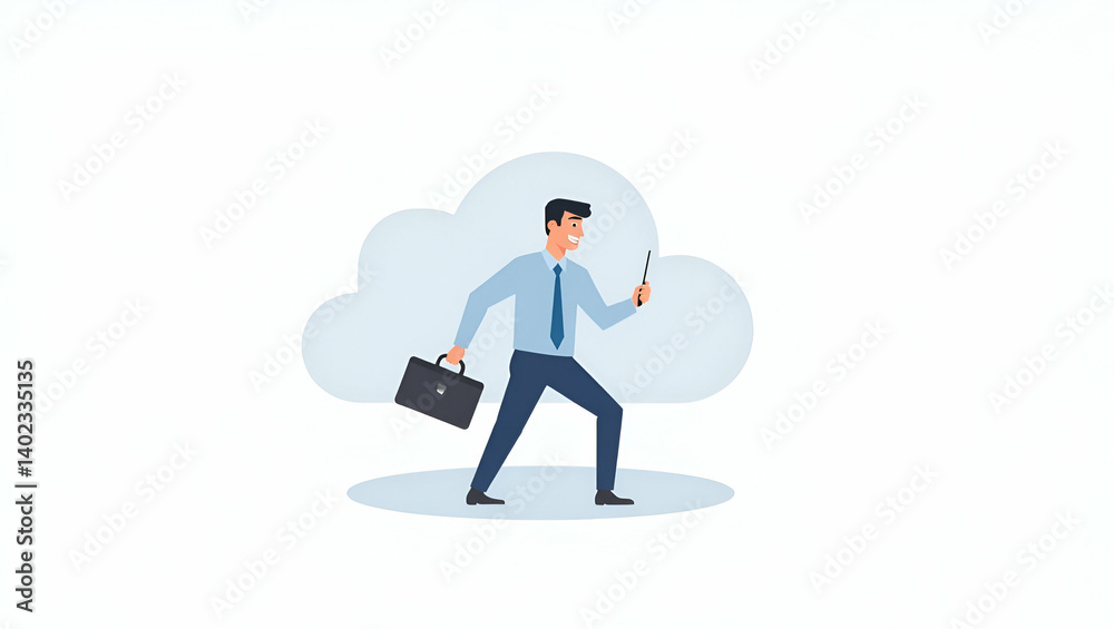 Wall mural flat pioneering cloud computing research explores innovative it models data analytics and scalable a
