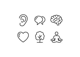 Simple line icons representing core human needs and well-being