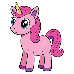 Naklejka premium Vector illustration of cute unicorn in pink colors