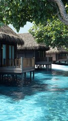 Tropical overwater bungalows