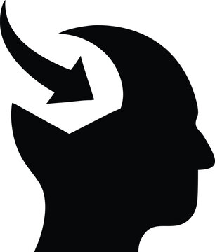 Human Wave: Black Vector Illustration Combining Profile and Wave-Like Horns for Transformation