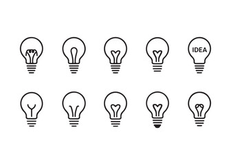 Simple black line art lightbulb icons representing the idea process.