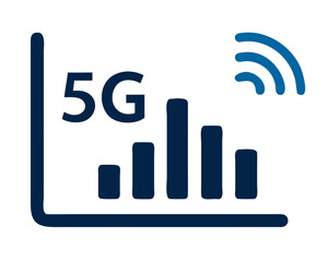 Obraz premium 5G network signal indicator with bar graph representation 