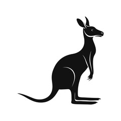 Silhouette of a kangaroo, a marsupial native to Australia, in black and white