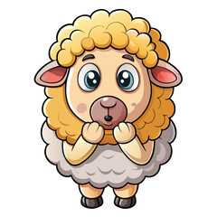 Cute cartoon sheep with surprised expression