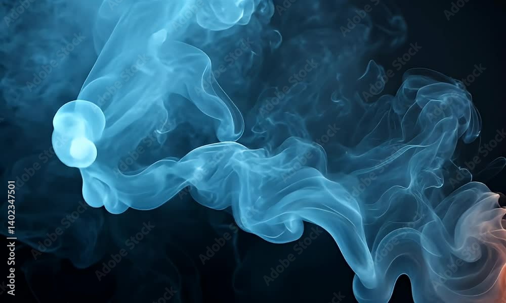 Wall mural ethereal flow of blue smoke and mist against a dark background creating a mystical atmosphere and dr