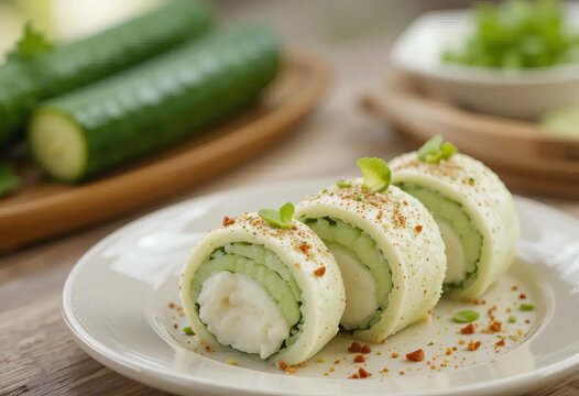 Two photos of different types of sushi rolls