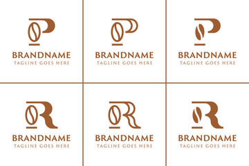 Letter P and R Coffee Bean Logo, for coffee shops, roasters, or brands in the beverage