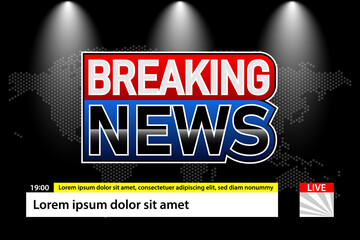 Breaking News background template for television with red and blue background,earth background,tv news broadcast.Vector design.Multimedia.Technology