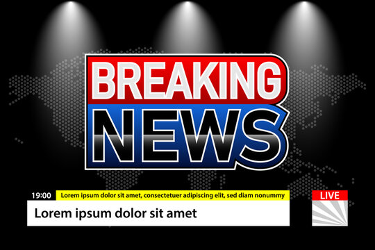 Breaking News background template for television with red and blue background,earth background,tv news broadcast.Vector design.Multimedia.Technology - Powered by Adobe