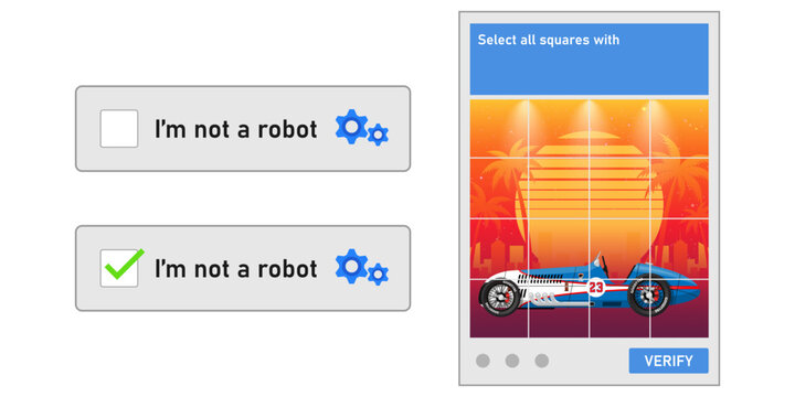 Captcha with image selection. I'm not a robot test vector