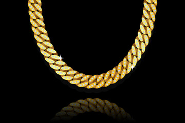 Miami Cuban Links Gold Chain Vector Illustration