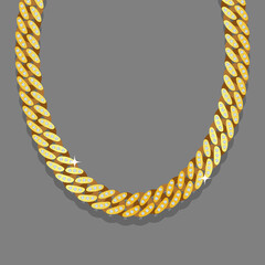 Miami Cuban Links Gold Chain Vector Illustration