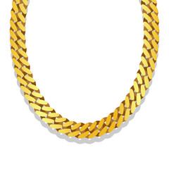Miami Cuban Links Gold Chain Vector Illustration