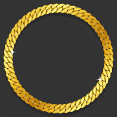 Miami Cuban Links Gold Chain Vector Illustration