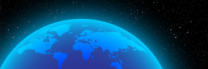 Naklejka premium Map of the planet. World map. Global social network. Future. Blue futuristic background with planet Earth